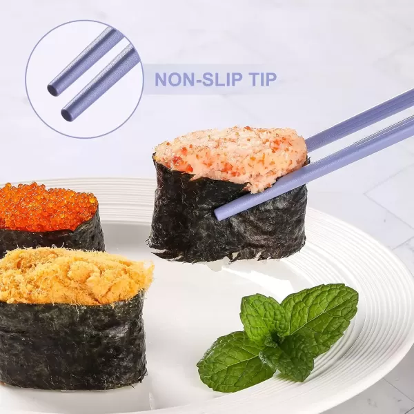 imageHiware 10Pair Reusable Fiberglass Chopsticks NonSlip Chop Sticks Set Japanese Style Dishwasher Safe 95InchMulticolor