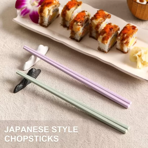 imageHiware 10Pair Reusable Fiberglass Chopsticks NonSlip Chop Sticks Set Japanese Style Dishwasher Safe 95InchMulticolor