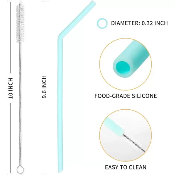 imageHiware 12 Pcs Reusable Silicone Drinking Straws with Travel Case  Long Drinking Straws for 30 oz and 20 oz Tumblers 2 Cleaning Brushes