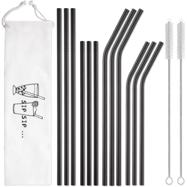 imageHiware 12Pack Gold Stainless Steel Straws Reusable with Case  Metal Drinking Straws for 30oz ampamp 20oz Tumblers Dishwasher Safe 2 Brushes IncludedBlack
