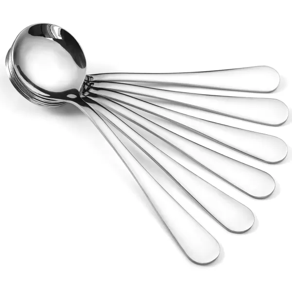 imageHiware 12Piece Soup Spoons Round Stainless Steel Bouillon Spoons