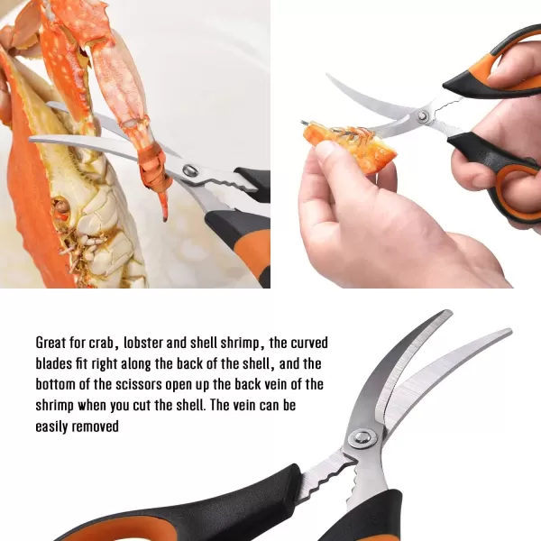 imageHiware 20piece Seafood Tools Set includes 6 Crab Crackers 6 Lobster Shellers 6 Crab Leg ForksPicks and 2 Seafood Scissors ampamp Storage Bag  Nut Cracker Set