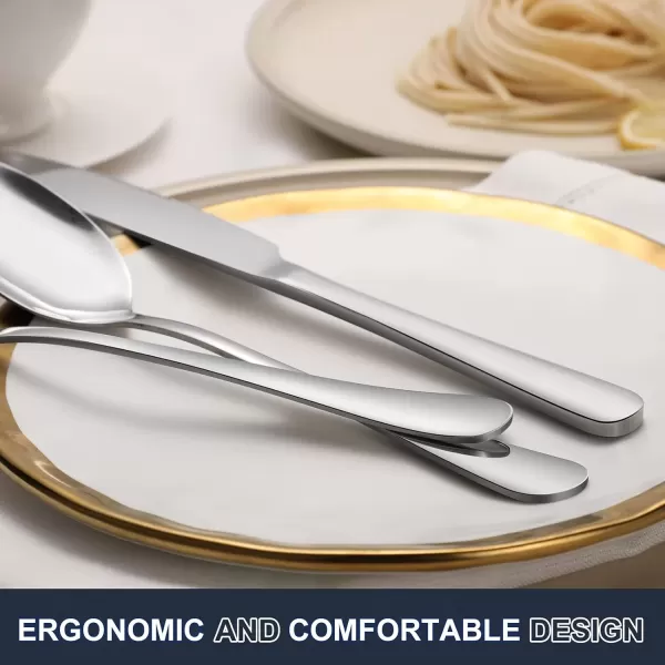 imageHiware 24piece Forks and Spoons Silverware Set Food Grade Stainless Steel Flatware Cutlery Set for Home Kitchen and Restaurant Mirror Polished Dishwasher Safe24
