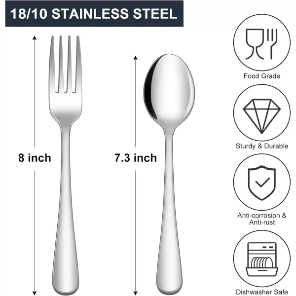 imageHiware 24piece Forks and Spoons Silverware Set Food Grade Stainless Steel Flatware Cutlery Set for Home Kitchen and Restaurant Mirror Polished Dishwasher Safe24