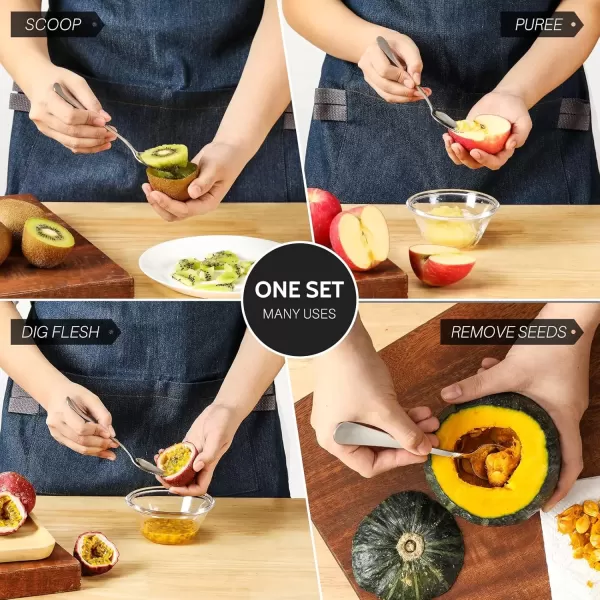 imageHiware 4piece Grapefruit Spoons and Grapefruit Knife 188 Stainless Steel