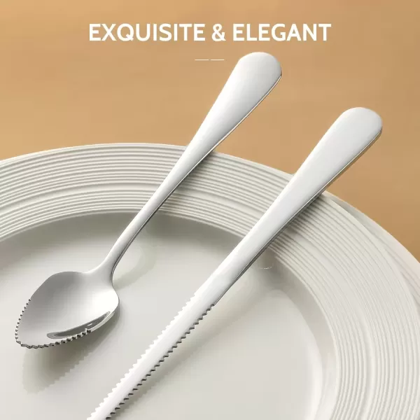 imageHiware 4piece Grapefruit Spoons and Grapefruit Knife 188 Stainless Steel