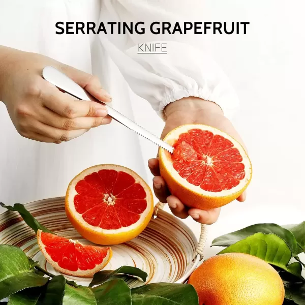 imageHiware 4piece Grapefruit Spoons and Grapefruit Knife 188 Stainless Steel