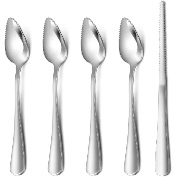 imageHiware 4piece Grapefruit Spoons and Grapefruit Knife 188 Stainless Steel