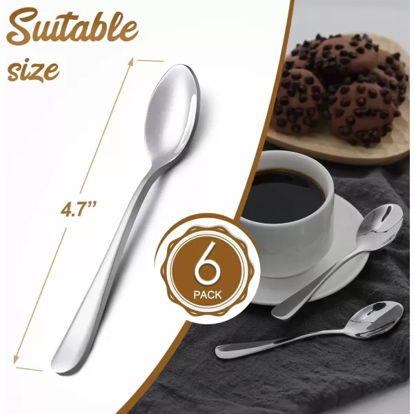 imageHiware 6Piece Demitasse Espresso Spoons 4 Inches Stainless Steel Mini Coffee Spoons47inch