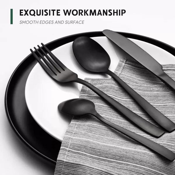 imageHiware 72Piece Silverware Set for 12 Stainless Steel Flatware Cutlery Set For Home Kitchen Restaurant Hotel Mirror Polished Dishwasher SafeBlack
