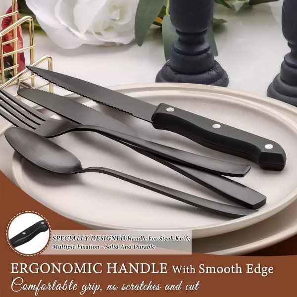 imageHiware 72Piece Silverware Set for 12 Stainless Steel Flatware Cutlery Set For Home Kitchen Restaurant Hotel Mirror Polished Dishwasher SafeBlack