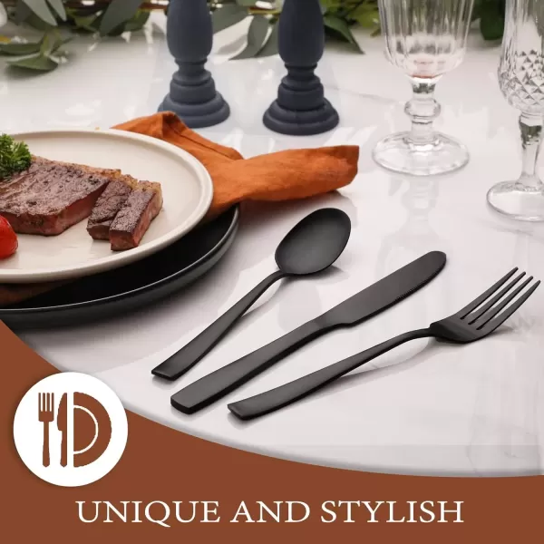 imageHiware 72Piece Silverware Set for 12 Stainless Steel Flatware Cutlery Set For Home Kitchen Restaurant Hotel Mirror Polished Dishwasher SafeBlack