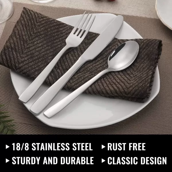 imageHiware 72Piece Silverware Set for 12 Stainless Steel Flatware Cutlery Set For Home Kitchen Restaurant Hotel Mirror Polished Dishwasher SafeSilver