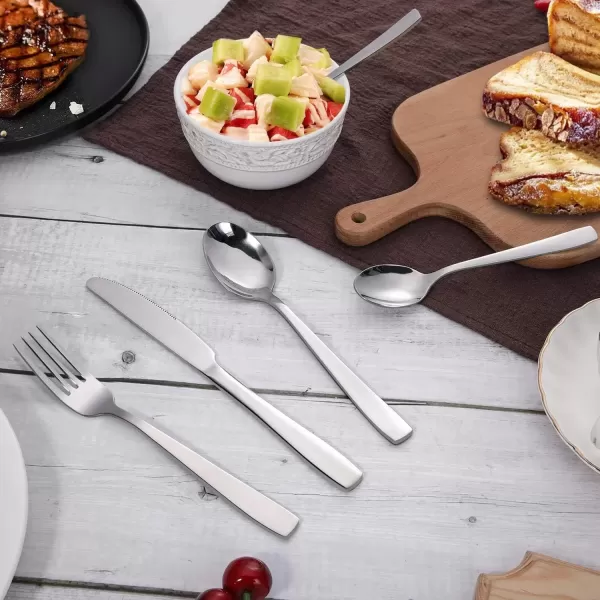 imageHiware 72Piece Silverware Set for 12 Stainless Steel Flatware Cutlery Set For Home Kitchen Restaurant Hotel Mirror Polished Dishwasher SafeSilver