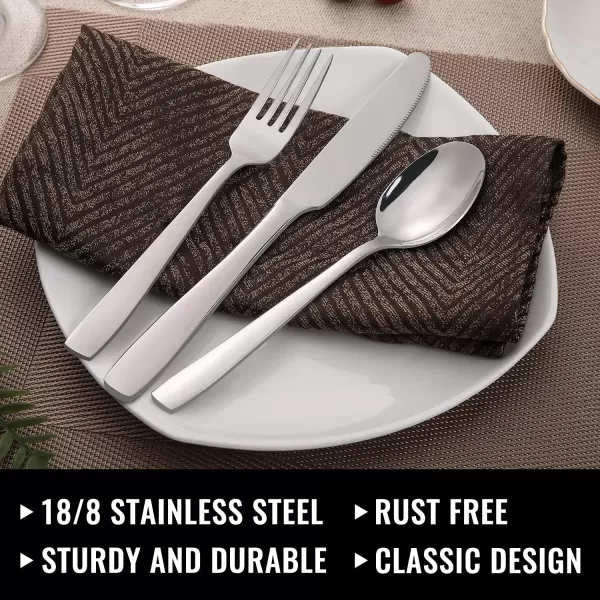 imageHiware 72Piece Silverware Set for 12 Stainless Steel Flatware Cutlery Set For Home Kitchen Restaurant Hotel Mirror Polished Dishwasher SafeSilver