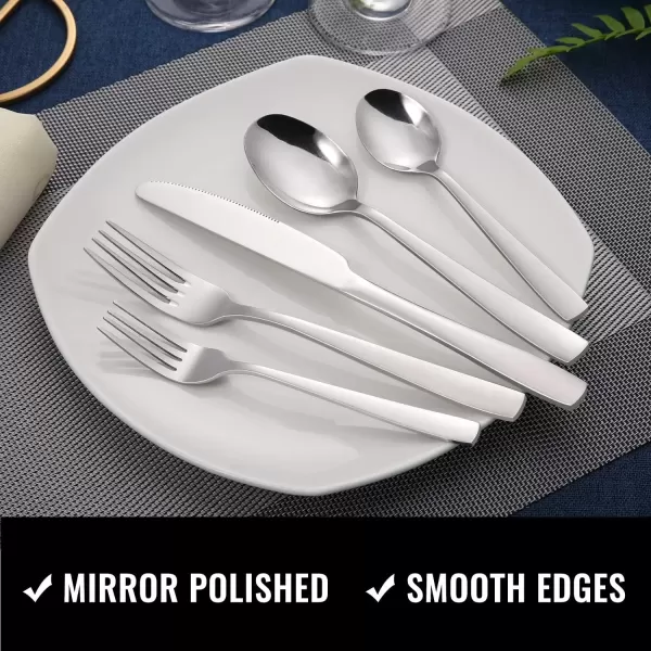 imageHiware 72Piece Silverware Set for 12 Stainless Steel Flatware Cutlery Set For Home Kitchen Restaurant Hotel Mirror Polished Dishwasher SafeSilver