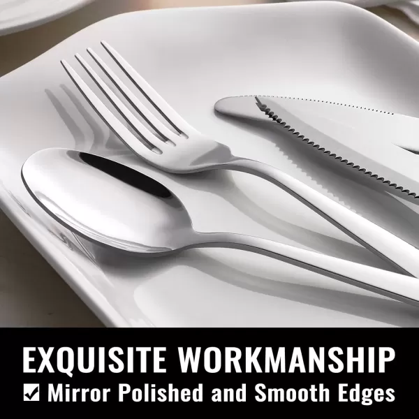 imageHiware 72Piece Silverware Set for 12 Stainless Steel Flatware Cutlery Set For Home Kitchen Restaurant Hotel Mirror Polished Dishwasher SafeSilver