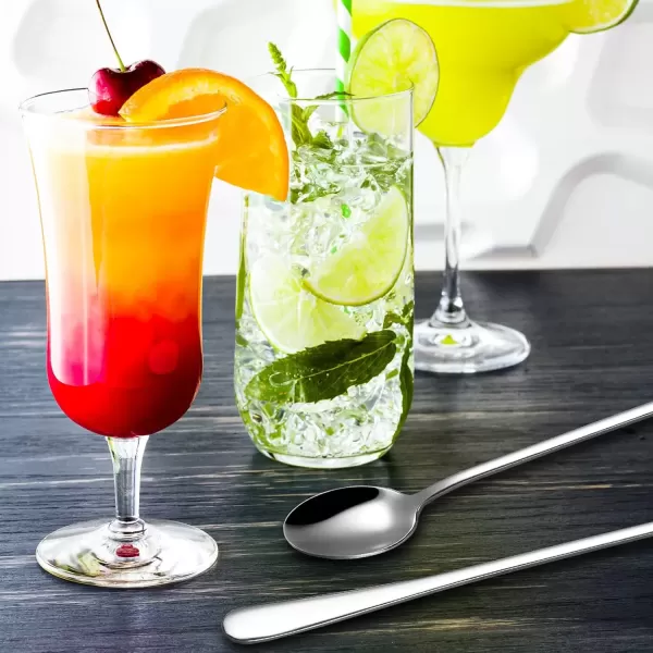 imageHiware 8Piece 9Inch Long Handle Iced Tea Spoon Coffee Spoon Ice Cream Spoon Stainless Steel Cocktail Stirring SpoonsSilver