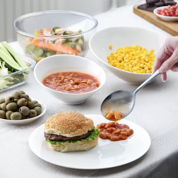 imageHiware 8Piece Serving Spoons Set  Includes 4 Serving Spoons and 4 Slotted Spoons 188 Stainless Steel Buffet Serving Utensils  Mirror Polished Dishwasher Safe 86Inch
