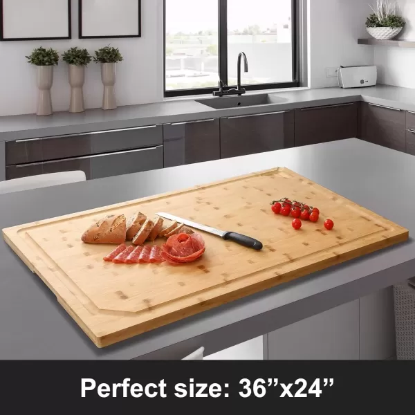 imageHiware Bamboo Cutting Board for Kitchen Heavy Duty Wood Cutting Board with Juice Groove 100 Organic Bamboo Pre Oiled 15quot x 10quotNatural