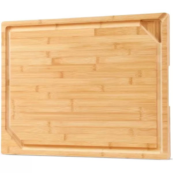 imageHiware Bamboo Cutting Board for Kitchen Heavy Duty Wood Cutting Board with Juice Groove 100 Organic Bamboo Pre Oiled 15quot x 10quotNatural
