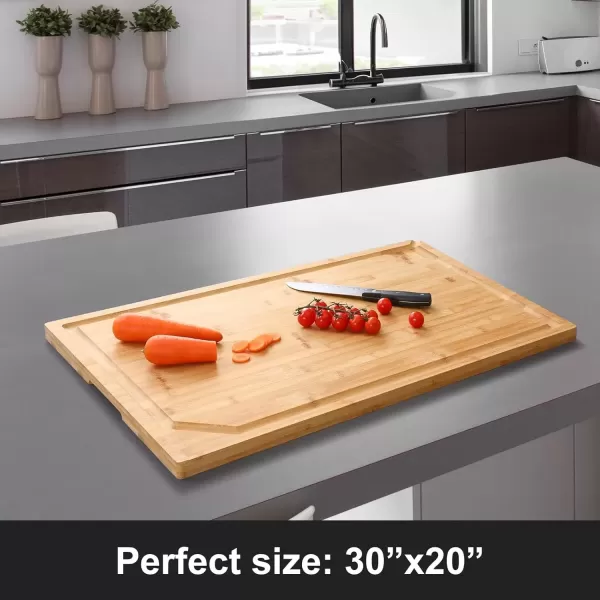 imageHiware Bamboo Cutting Board for Kitchen Heavy Duty Wood Cutting Board with Juice Groove 100 Organic Bamboo Pre Oiled 15quot x 10quotNatural