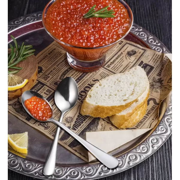 imageHiware Dinner Spoons Set Food Grade Stainless Steel Spoons Silverware for Home Kitchen or Restaurant  Mirror Polished Dishwasher Safe Set of 12 73 Inch73 Inch