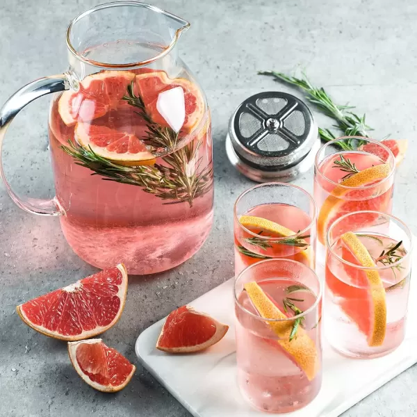 imageHiware Glass Pitcher with Lid and Spout  68 OZ Water Pitcher for HotCold Water ampamp Iced Tea 188 Stainless Steel Lid High Heat Resistance 100 Leadfree Clear