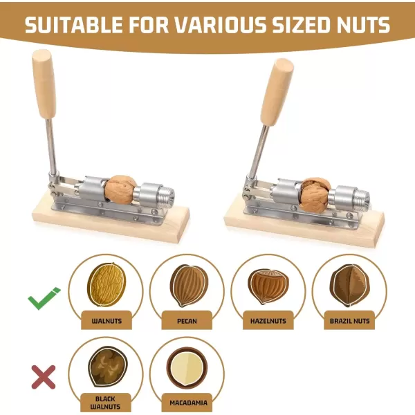 imageHiware Good Heavy Duty Pecan Nut Cracker Tool with 4 Picks Wood Base ampamp Handle