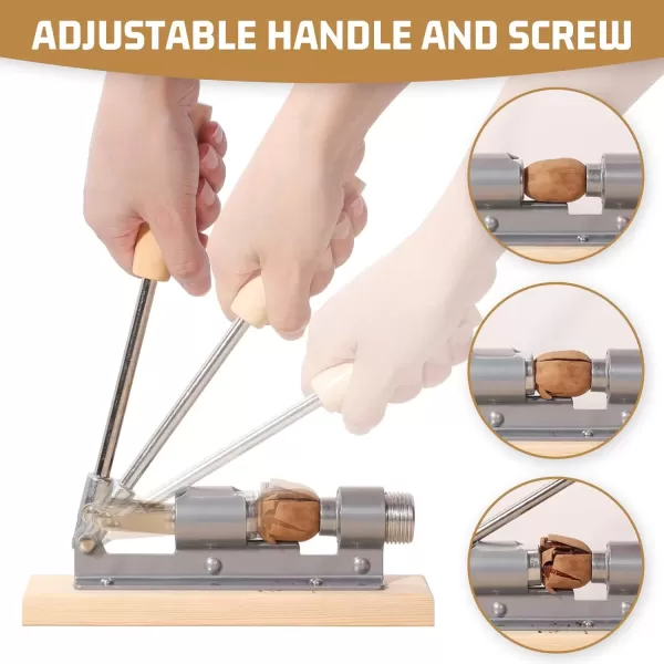 imageHiware Good Heavy Duty Pecan Nut Cracker Tool with 4 Picks Wood Base ampamp Handle