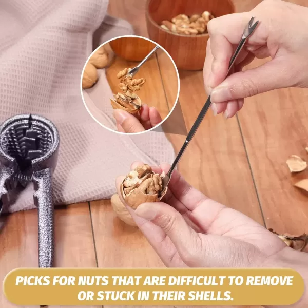 imageHiware Pecan Nut Cracker and 2 Picks Walnut Plier Opener Tool with Nonslip Handle
