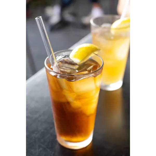 imageHiware Reusable Glass Straws Set 4piece Drinking Straws with Cleaning Brush 10quot x 10 mm Dishwasher Safe