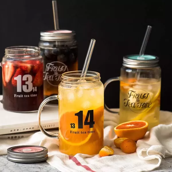 imageHiware Reusable Glass Straws Set 4piece Drinking Straws with Cleaning Brush 10quot x 10 mm Dishwasher Safe