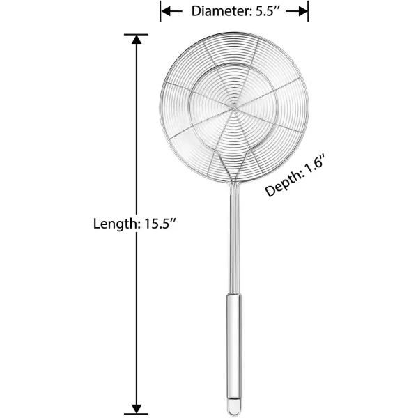 imageHiware Solid Stainless Steel Spider Strainer Skimmer Ladle for Cooking and Frying Kitchen Utensils Wire Strainer Pasta Strainer Spoon 54 Inch54Inch