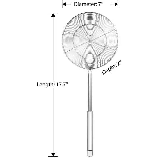 imageHiware Solid Stainless Steel Spider Strainer Skimmer Ladle for Cooking and Frying Kitchen Utensils Wire Strainer Pasta Strainer Spoon 54 Inch7inch