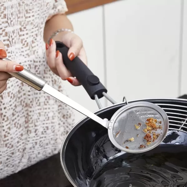 imageHiware Stainless Steel Fat Skimmer Spoon  Fine Mesh Food Strainer for Grease Gravy and Foam Japanese Hot Pot Skimmer with Long Handle