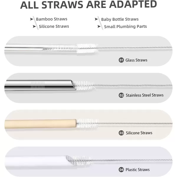 imageHiware Straw Cleaner Brush Set 8Piece Long Cleaning Brush for Straws on Tumbler Water Bottle Sippy Cup and Pipes Tubes or HummingbirdFeedersClear