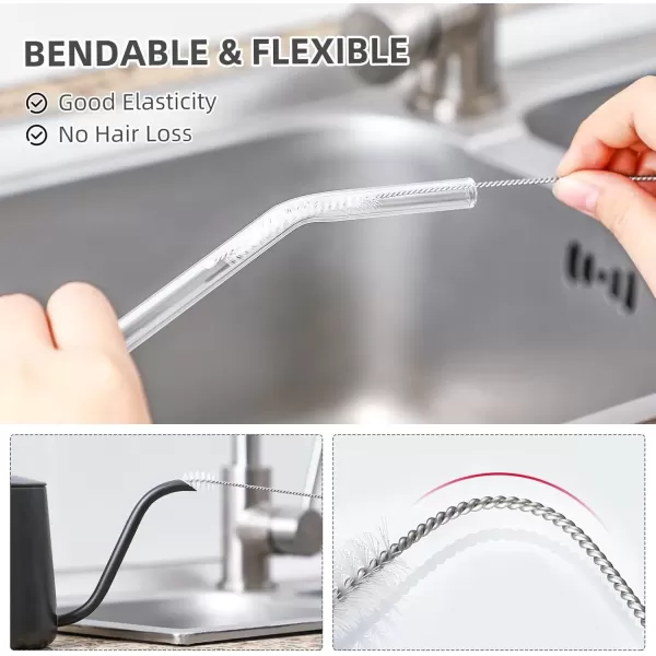 imageHiware Straw Cleaner Brush Set 8Piece Long Cleaning Brush for Straws on Tumbler Water Bottle Sippy Cup and Pipes Tubes or HummingbirdFeedersClear