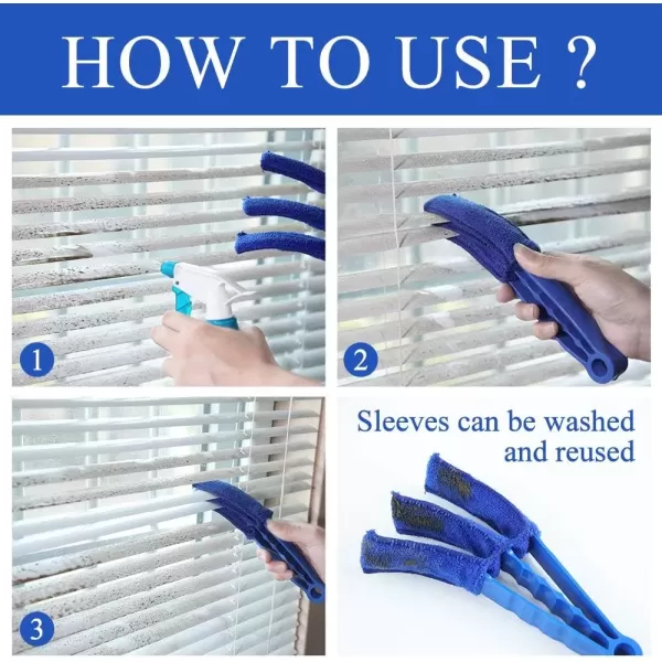 imageHiware Window Blind Cleaner Duster Brush with 5 Microfiber Sleeves  Blind Cleaner Tools for Window Shutters Blind Air Conditioner Jalousie DustBlue