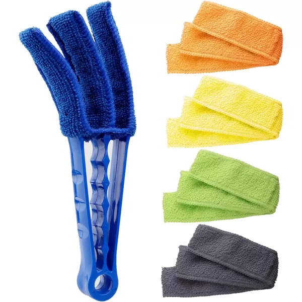 imageHiware Window Blind Cleaner Duster Brush with 5 Microfiber Sleeves  Blind Cleaner Tools for Window Shutters Blind Air Conditioner Jalousie DustBlue