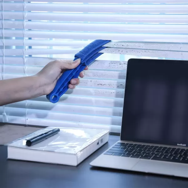 imageHiware Window Blind Cleaner Duster Brush with 5 Microfiber Sleeves  Blind Cleaner Tools for Window Shutters Blind Air Conditioner Jalousie DustBlue