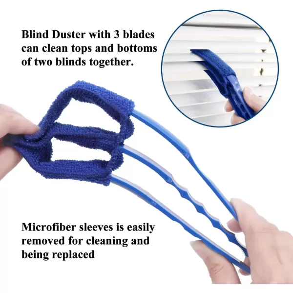 imageHiware Window Blind Cleaner Duster Brush with 5 Microfiber Sleeves  Blind Cleaner Tools for Window Shutters Blind Air Conditioner Jalousie DustBlue