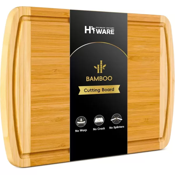 imageLarge Wooden Cutting Board for Kitchen Meal Prep ampamp Serving  Bamboo Cutting Boards with Juice Groove Side Handles Charcuterie ampamp Chopping Butcher Block  100 Organic Bamboo Pre Oiled 16quot x 10quot