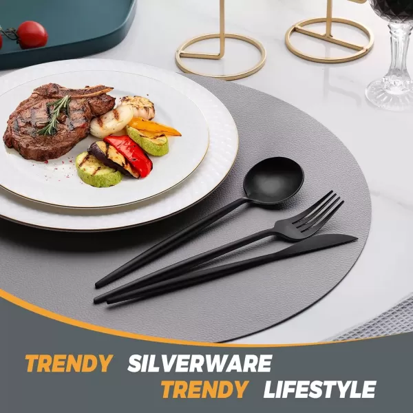 imageLuxury Matte Gold Silverware Set 20Piece 188 Stainless Steel Flatware Sets for 4 Dishwasher SafeMatte Black