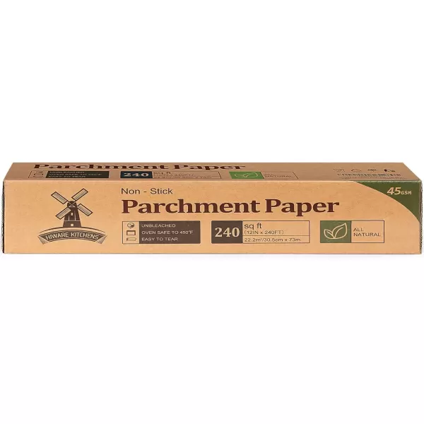 imageUnbleached Parchment Paper for Baking 12 in x 240 ft 240 Sqft Baking Paper NonStick Parchment Paper Roll for Baking Cooking Grilling Air Fryer and Steaming
