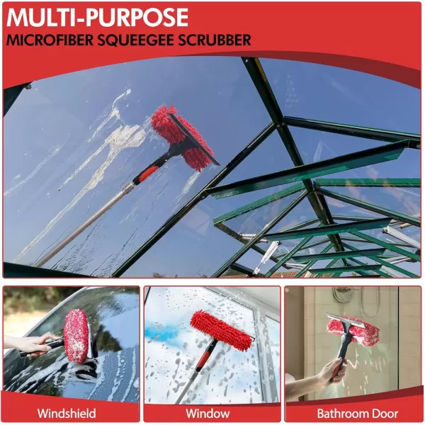 imageWindow Squeegee with 512 Foot Extension Pole High Reach Window Cleaning Tools Kit Indoor Outdoor Window Washing Combo Includes Ceiling Fan Duster and Microfiber Feather Duster