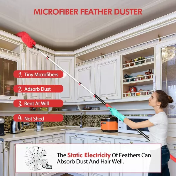imageWindow Squeegee with 512 Foot Extension Pole High Reach Window Cleaning Tools Kit Indoor Outdoor Window Washing Combo Includes Ceiling Fan Duster and Microfiber Feather Duster