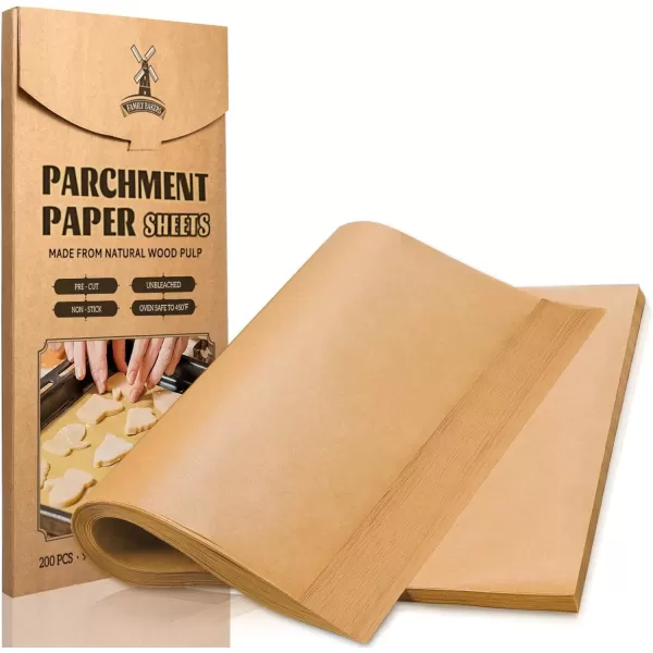 image200 Pcs Unbleached Parchment Paper Baking Sheets 12 x 16 Inch Precut NonStick Parchment Sheets for Baking Cooking Grilling Air Fryer and Steaming  Unbleached Fit for Half Sheet Pans9 X 13