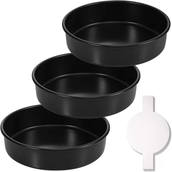 imageHIWARE 8Inch Round Cake Pan Set of 3 Nonstick Baking Cake Pans with 90 Pieces Parchment Paper Dishwasher Safe8Inch