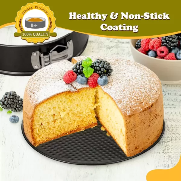imageHIWARE 9 Inch Nonstick Cheesecake Pan Springform Pan with Removable BottomLeakproof Cake Pan  Black10Inch